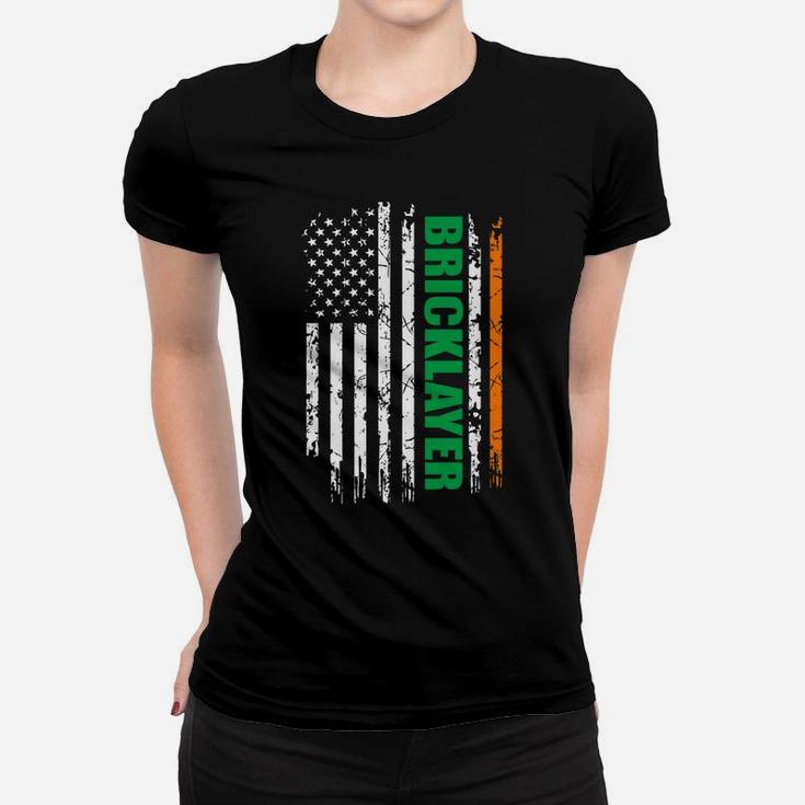 Bricklayer Usa Flag Irish St Patrick Day Gift Women T-shirt