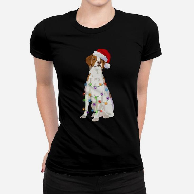 Brittany Spaniel Christmas Lights Xmas Dog Lover Women T-shirt