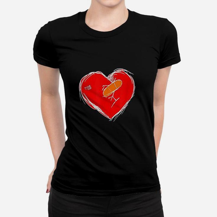 Broken Heart Relationship Breakup Red Heart Women T-shirt