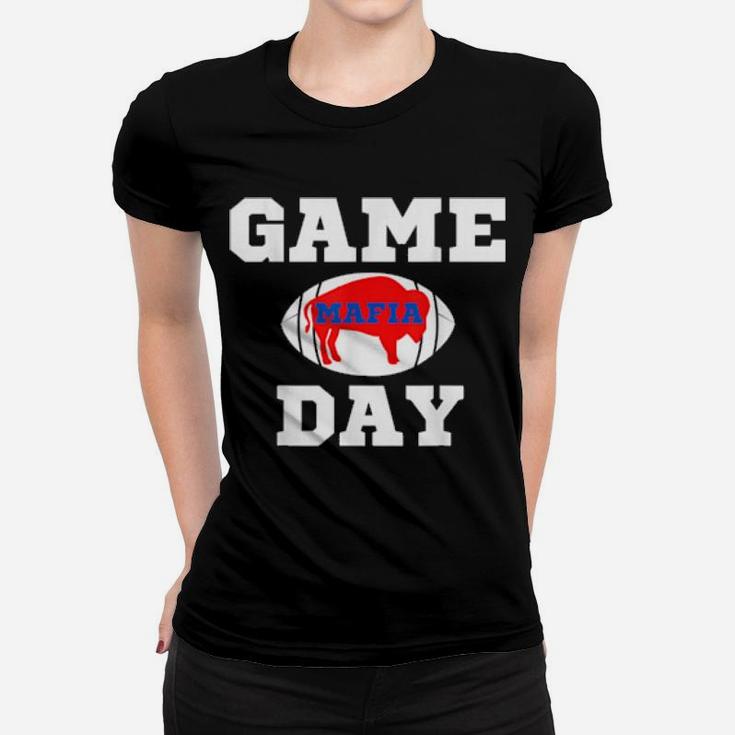Buffalo Football Ny Vintage Sports Team Mafia Game Day Red Women T-shirt