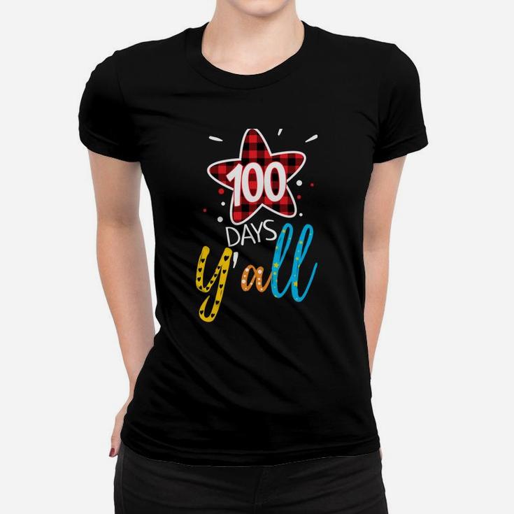 Buffalo Plaid 100 Days Y'all Funny 100Th Day Of School Women T-shirt