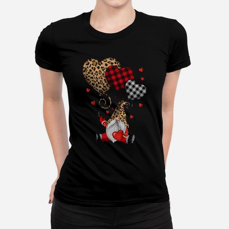 Buffalo Red Black Plaid And Leopard Hearts Valentine Day Women T-shirt