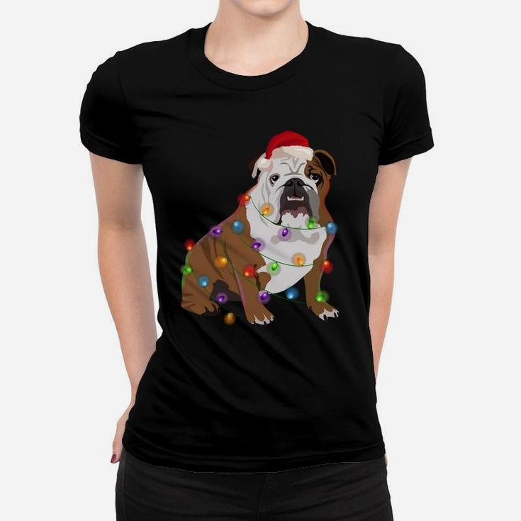 Bulldog Christmas Lights Xmas Dog Lover Sweatshirt Women T-shirt