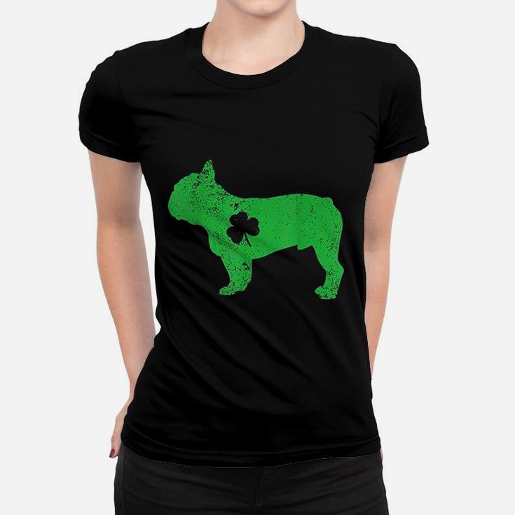 Bulldog Irish Clover St Patrick Day Women T-shirt