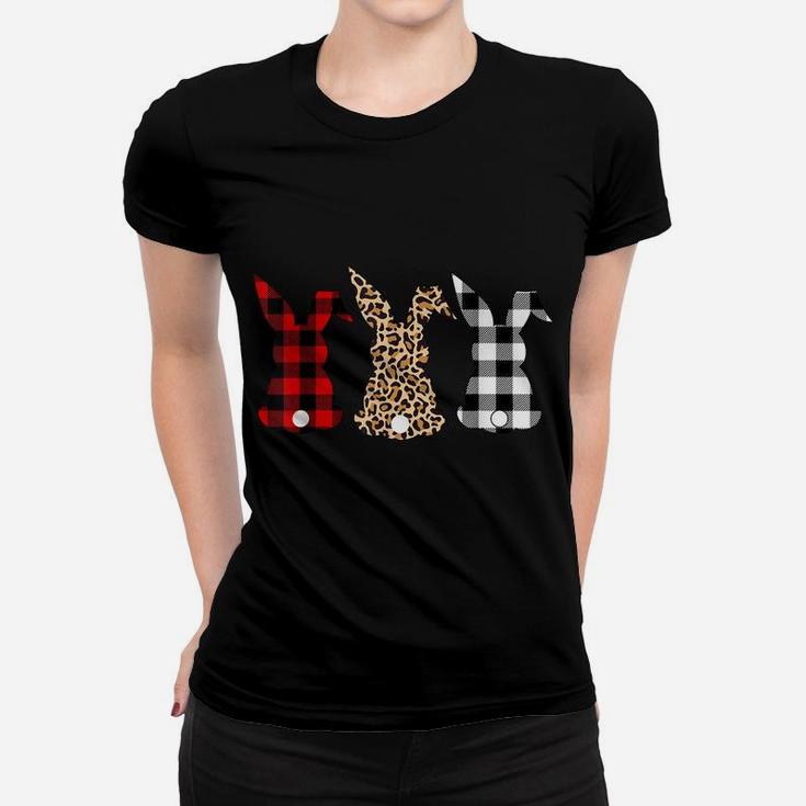 Bunny Rabbit Leopard Buffalo Plaid Easter Hunting Funny Gift Women T-shirt
