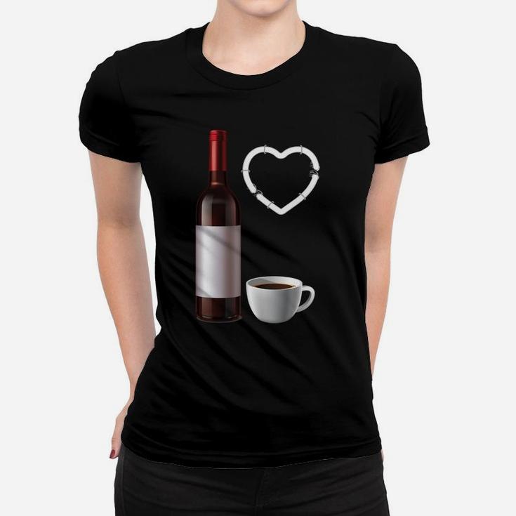 Caffeine Chaos Wine Repeat Funny Coffee Lover Wine Drinking Women T-shirt