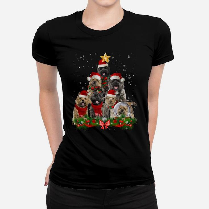 Cairn Terrier Dog Christmas Dog Light Tree Xmas Santa Women T-shirt