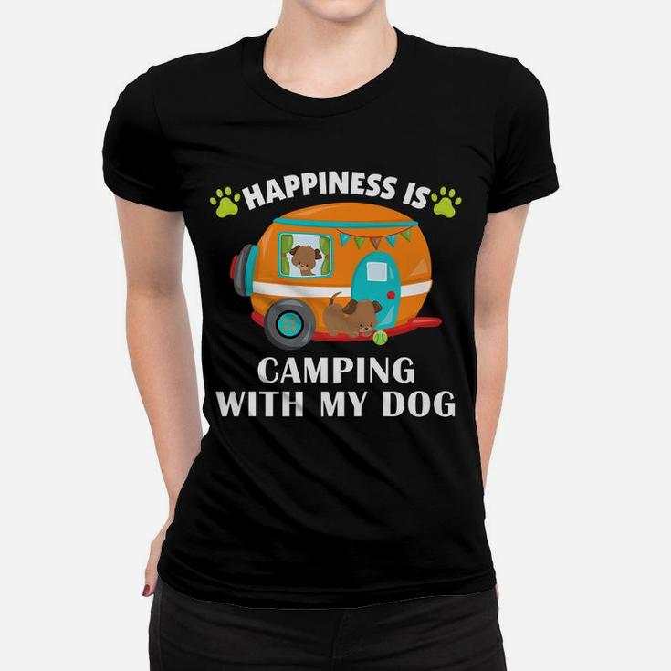 Camping With My Dog Camper Fishing Hunting Campfire Women T-shirt