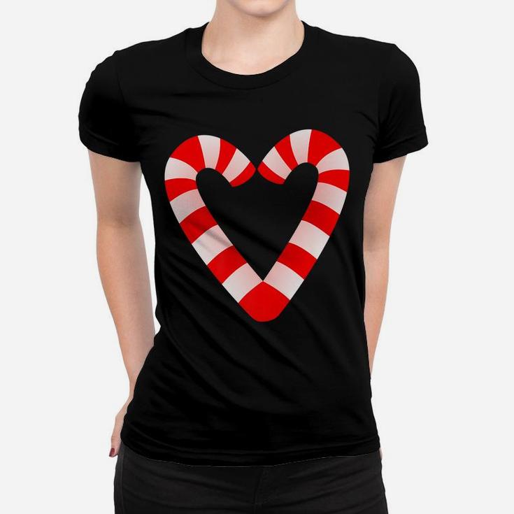 Candy Cane Hearts Tee Christmas Xmas Holidays Santa Gift Tee Women T-shirt