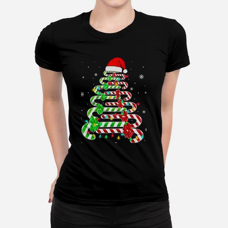 Candy Cane Santa Hat Funny Xmas Tree Merry Christmas Y'all Women T-shirt