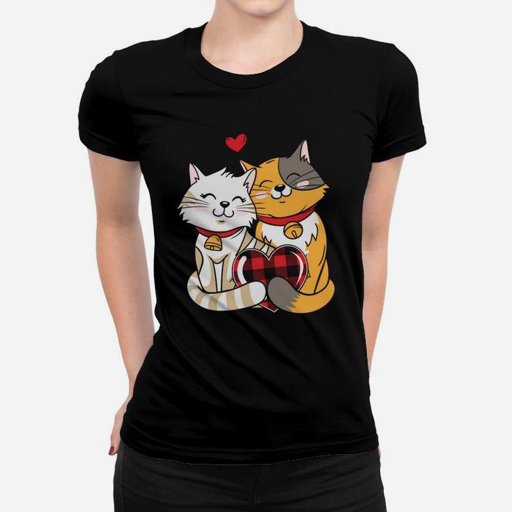 Cat Couple In Love Valentine Gift Happy Valentines Day Women T-shirt