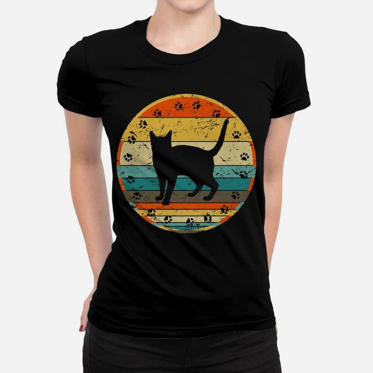 Cat Lover Gift Retro Style Design Fun Vintage Black Cat Cats Women T-shirt