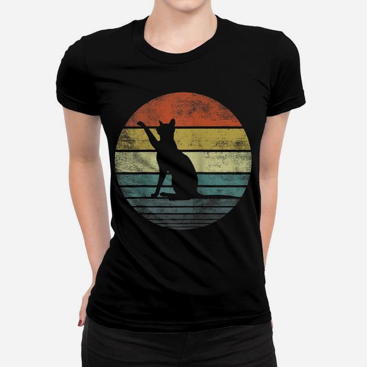 Cat Lover Gifts Retro Vintage Kitty Silhouette Raglan Baseball Tee Women T-shirt