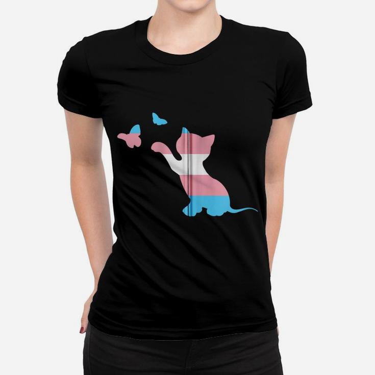 Cat Trans Pride Flag Gift For Transgender Ftm Mtf Cat Lovers Zip Hoodie Women T-shirt