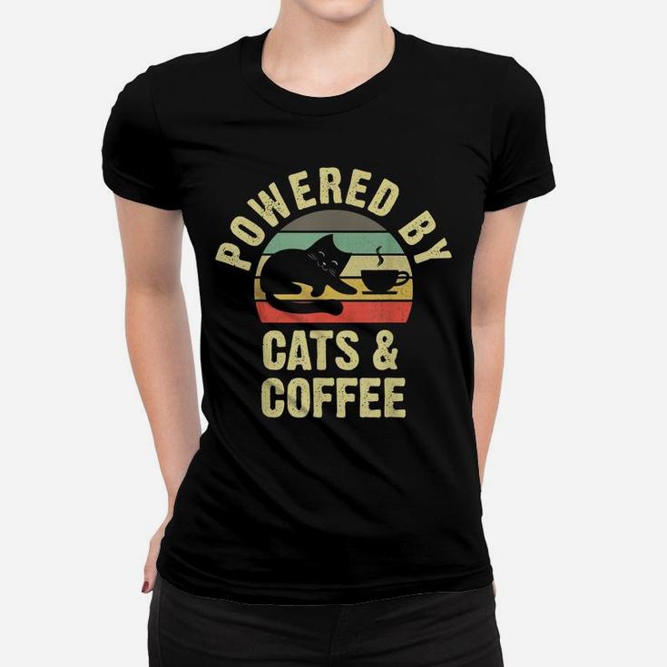 Cats & Coffee Lovers Funny Vintage Cat Kitty Kitten Lover Women T-shirt