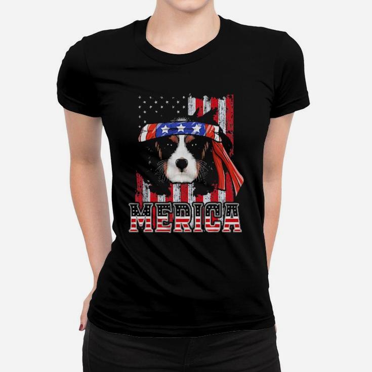 Cavalier King Charles Spaniel Merica 4Th Of July Dog Flag Women T-shirt