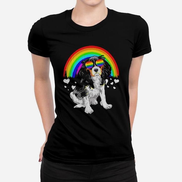 Cavalier King Charles Spaniel Rainbow Gay Pride Lgbt Women T-shirt