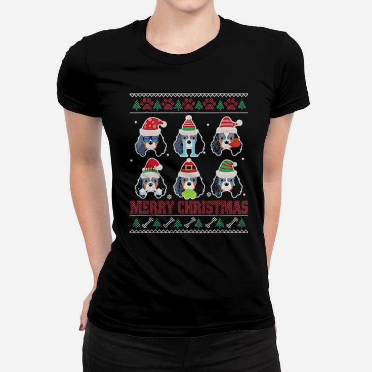Cavalier King Charles Spaniel Ugly Santa Costume Xmas Women T-shirt