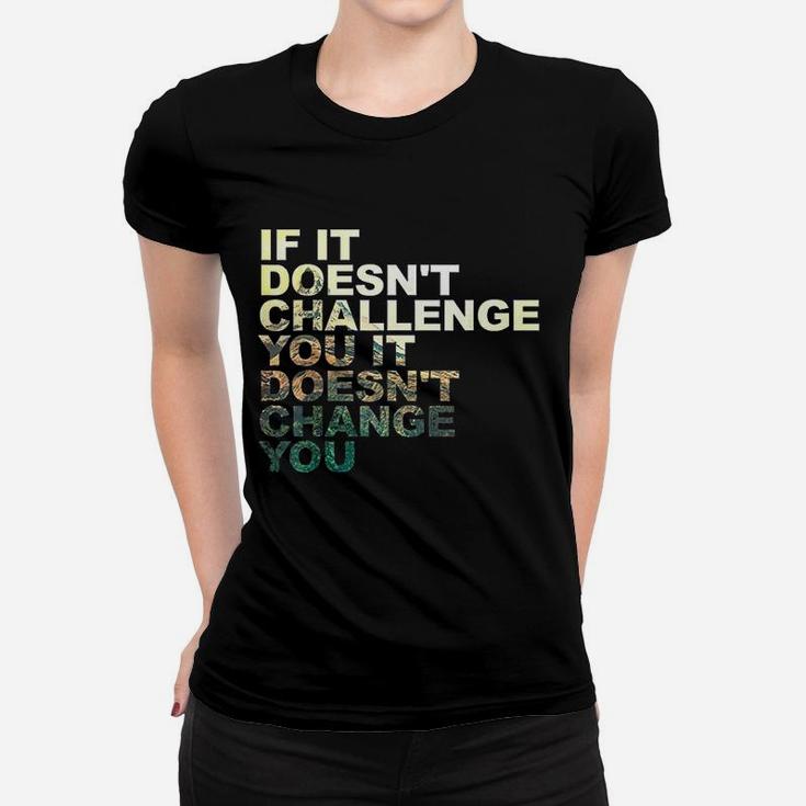 Challenge Yourself Motivational Quote Exercise Fitness Gym Women T-shirt