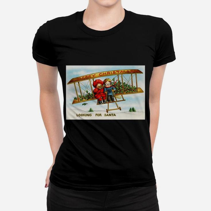 Children Looking For Santa Claus Merry Christmas Vintage Women T-shirt