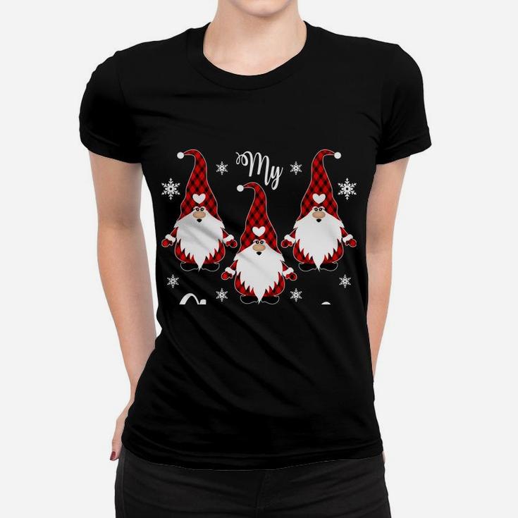 Chillin With My Gnomies Santa Claus Garden Gnome Christmas Women T-shirt