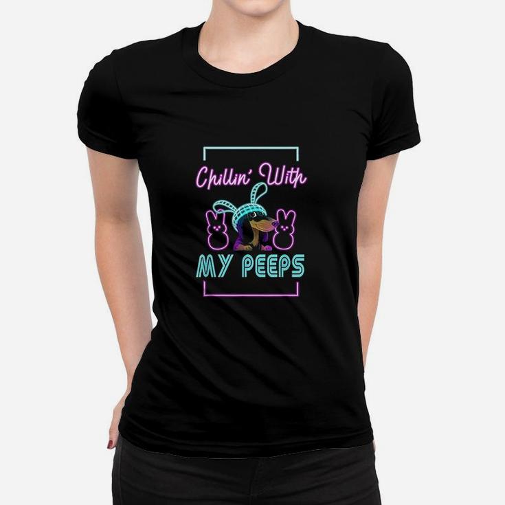 Chilling With My Peeps Funny Bunny Women T-shirt