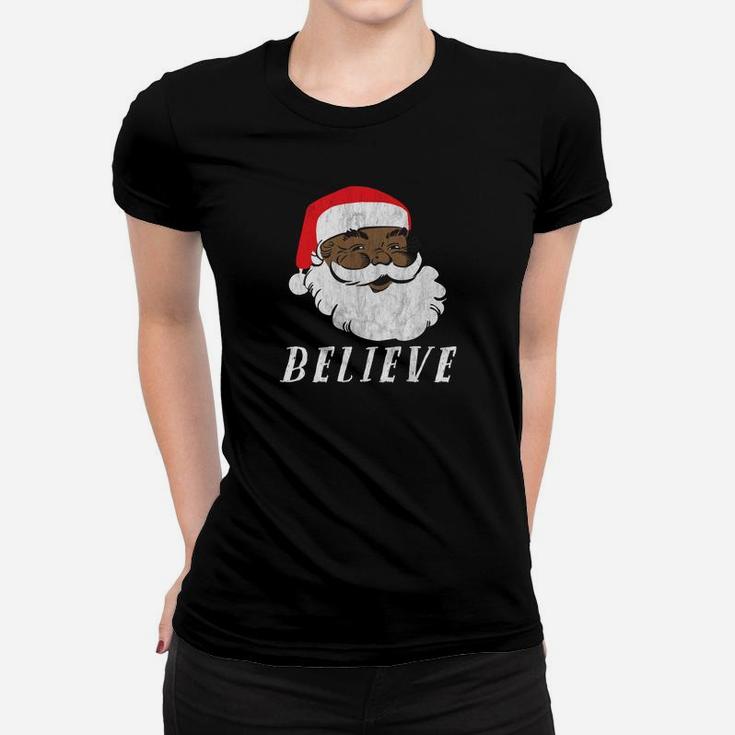 Christmas African American Black Santa Claus Sweatshirt Women T-shirt