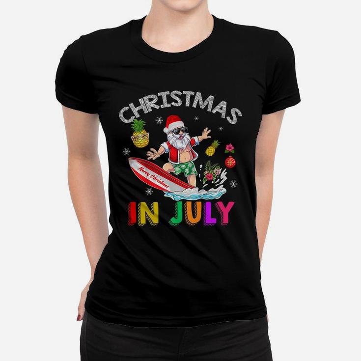 Christmas In July Summer Santa Vintage Xmas Torpical Women T-shirt