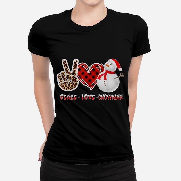 Christmas Peace Love Leopard Heart Xmas Snowman Men Women Women T-shirt