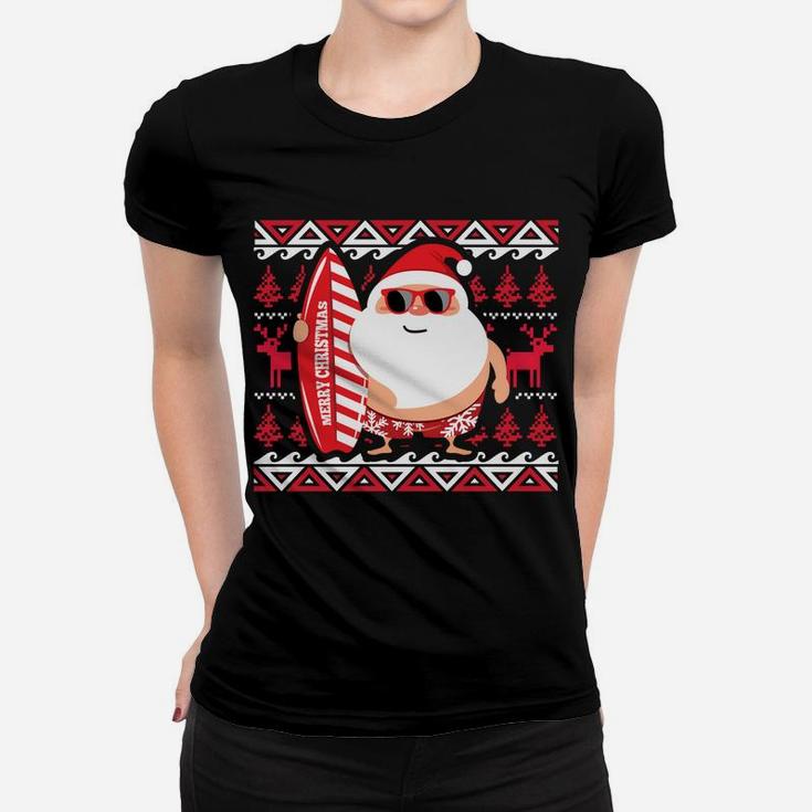 Christmas Santa Claus Hawaii Ugly Sweater Design Sweatshirt Women T-shirt