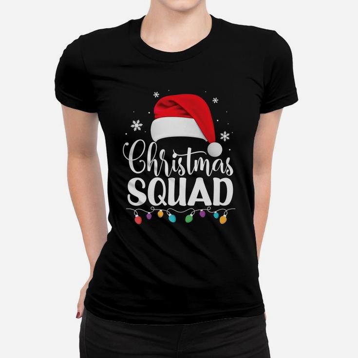 Christmas Squad Santa Hat Family Matching Pajamas Xmas Gift Women T-shirt