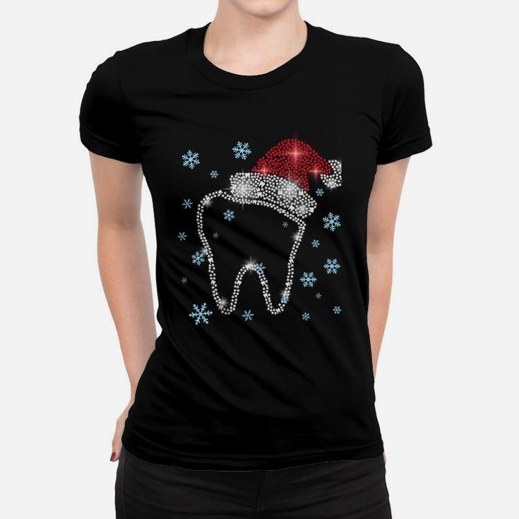 Christmas Tooth Santa Hat Funny Dentist Dental Assistant Sweatshirt Women T-shirt
