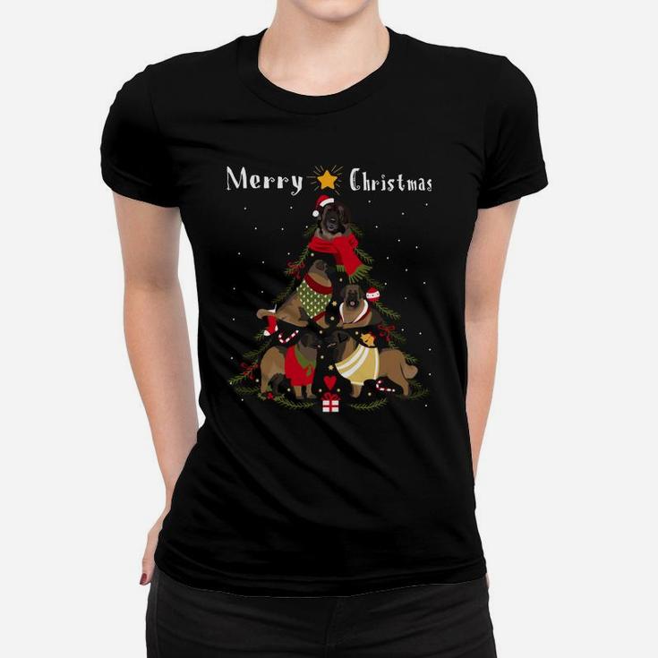 Christmas Tree Leonberger Lover Xmas Dog Owner Women T-shirt