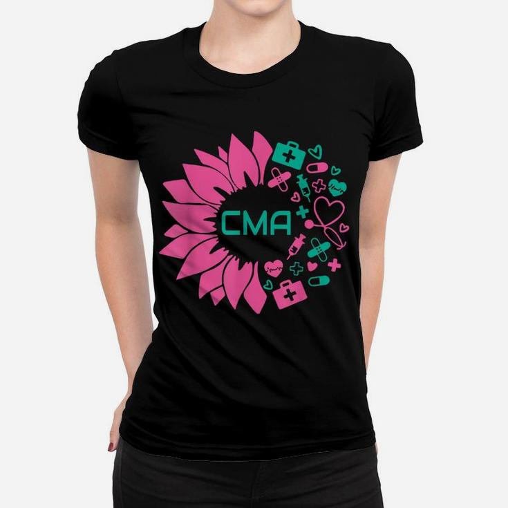 Cma Medical Flower Certified Medical Assistant Cute Nurse Women T-shirt