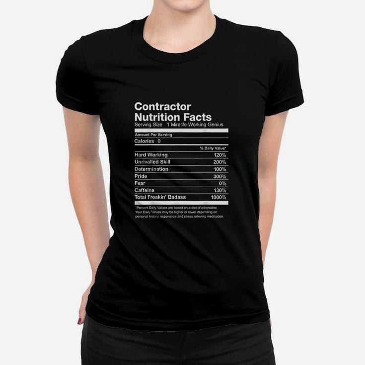 Contractor Nutrition Facts Funny Women T-shirt
