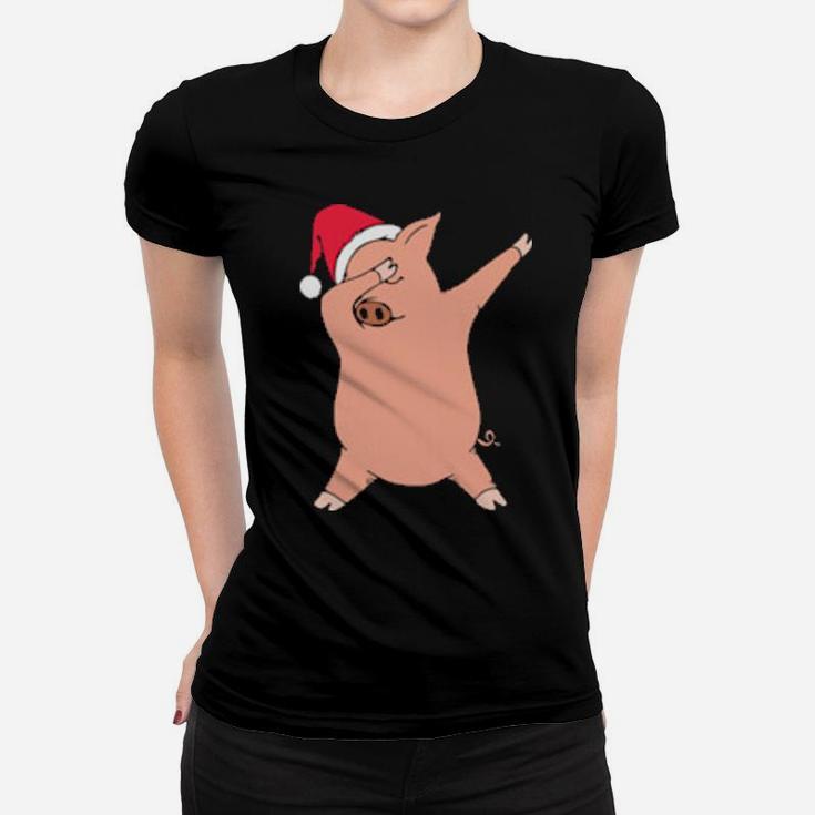 Cool And Funny Dancing Xmas Pig Women T-shirt