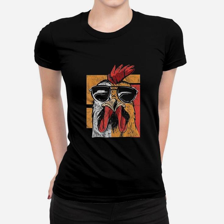 Cool Rooster Wearing Sunglasses Vintage Chicken Women T-shirt