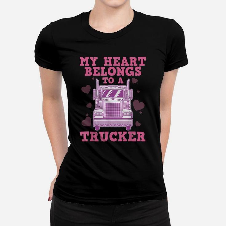 Cool Truckers Wife Gift For Women Funny Truck Driver Girl Women T-shirt