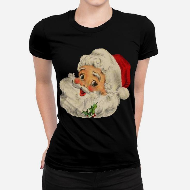 Cool Vintage Christmas Santa Claus Face Sweatshirt Women T-shirt
