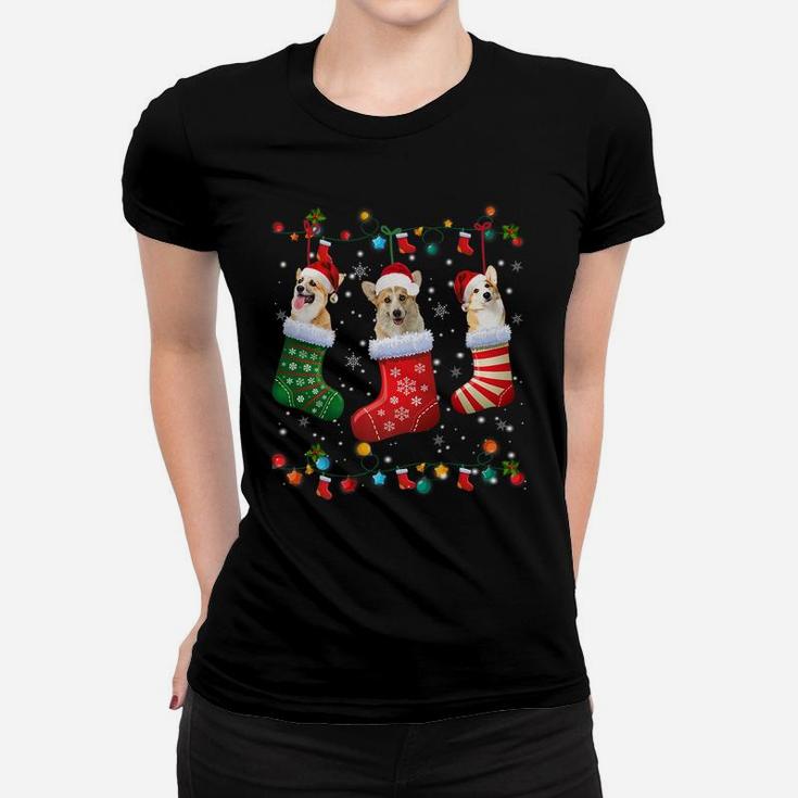Corgi Christmas Socks Funny Xmas Pajama Dog Lover Gift Women T-shirt
