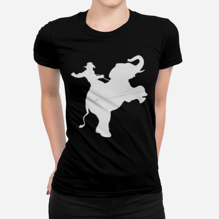Cowboy Riding An Elephant Distressed Women T-shirt
