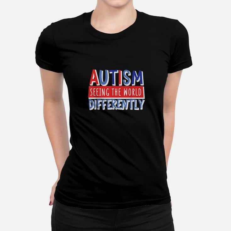 Cute And Colorful Autism Awareness Quote Bluered Women T-shirt