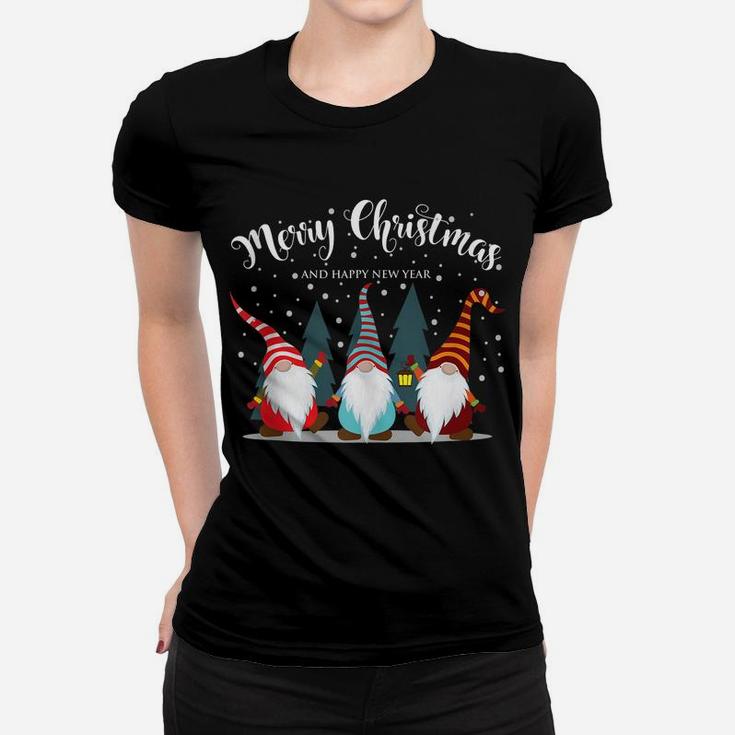 Cute And Funny Gnome Merry Christmas And Happy New Year Women T-shirt