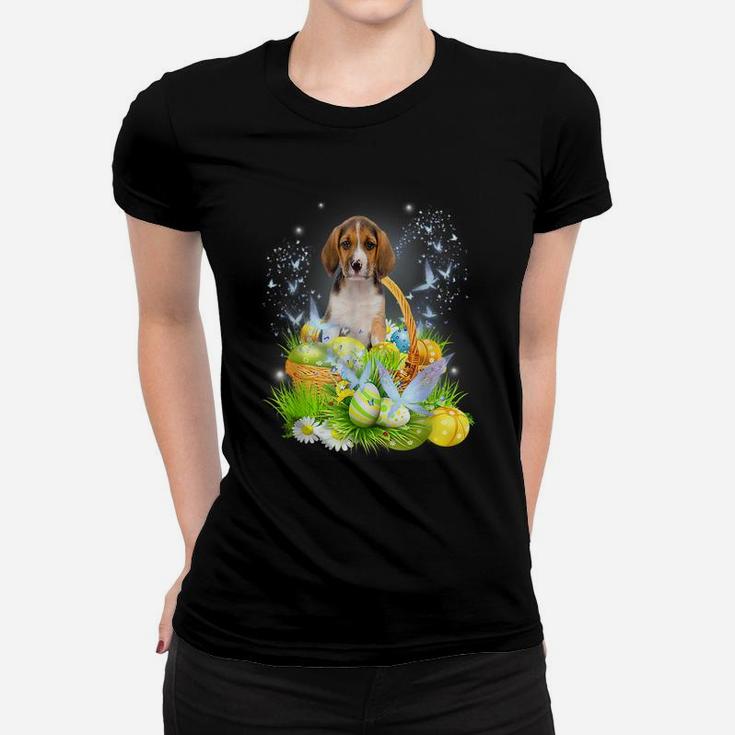 Cute Beagle Dog Pet Hunting Egg Tree Bunny Easter Day Women T-shirt