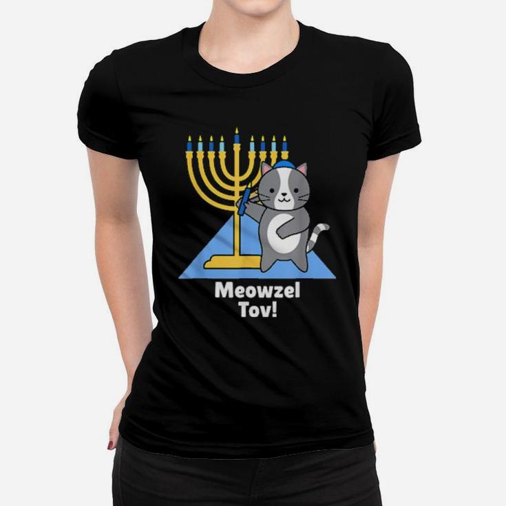 Cute Cat Hanukkah Meowzel Tov Women T-shirt