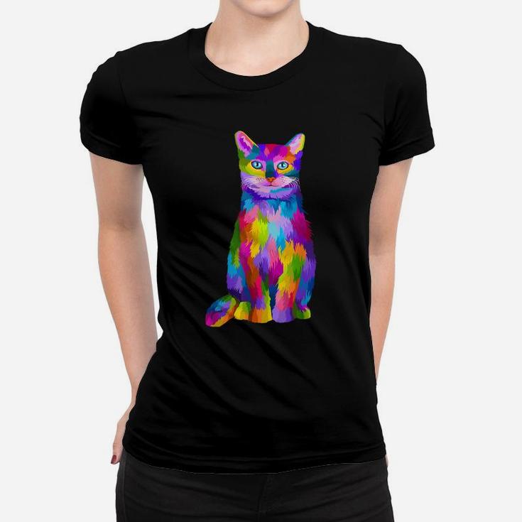 Cute Cat Lovers Colorful Art Cat Adoption Cat Mom Women T-shirt