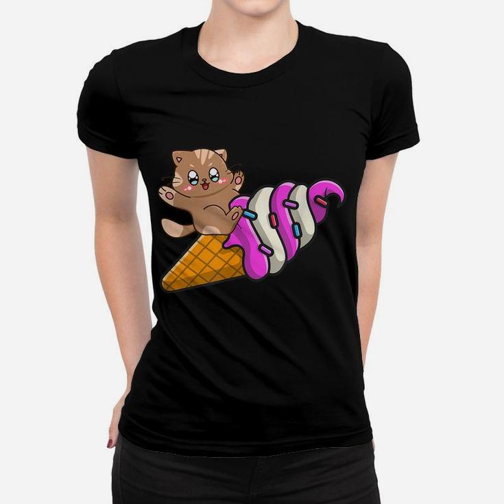 Cute Cat On Ice Cream Cone, Cat Lovers, Summer Vacation Women T-shirt