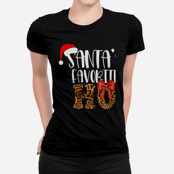 Cute Cheetah Santa's Favorite Ho Christmas T Shirts Women Women T-shirt
