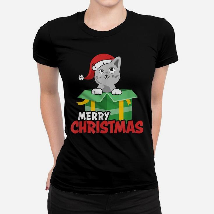 Cute Christmas Cat Santa Cat Lovers Merry Xmas Design Women T-shirt