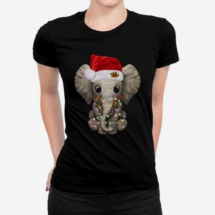 Cute Elephant Christmas Light Funny Elephant Lover Xmas Gift Sweatshirt Women T-shirt